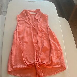 Equipment Coral Sleeveless Button Down Shirt